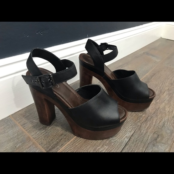 Aldo black & brown thick heel - Picture 2 of 7